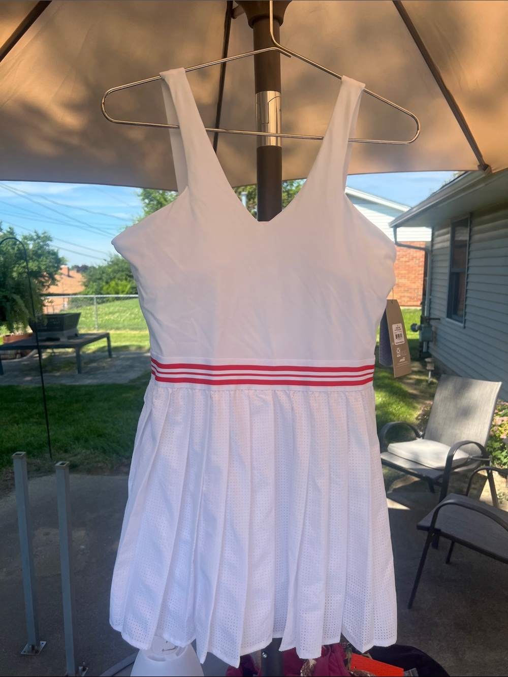 Avia White Tennis Dress with Red Striped Waistband